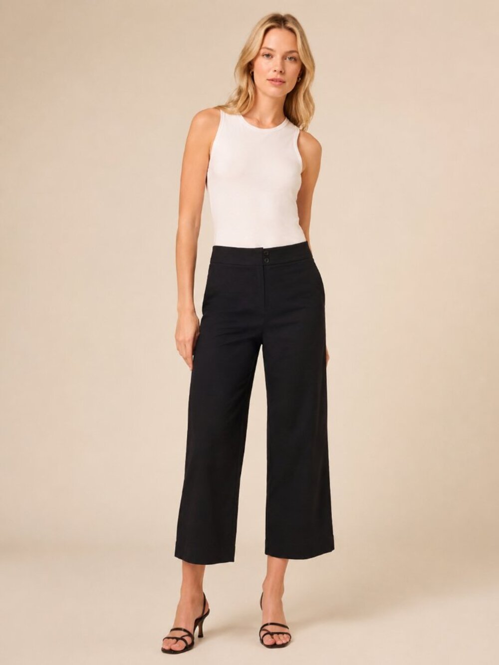 2/$30 Universal Standard Wide Leg Double-Button Cropped Trouser Black 4XL #A3711